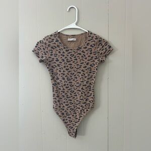 Abercrombie & Fitch Leopard Print Bodysuit - Brown and Black